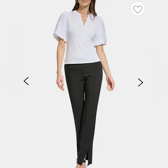 DKNY henley puff sleeve top - Picture 3 of 5